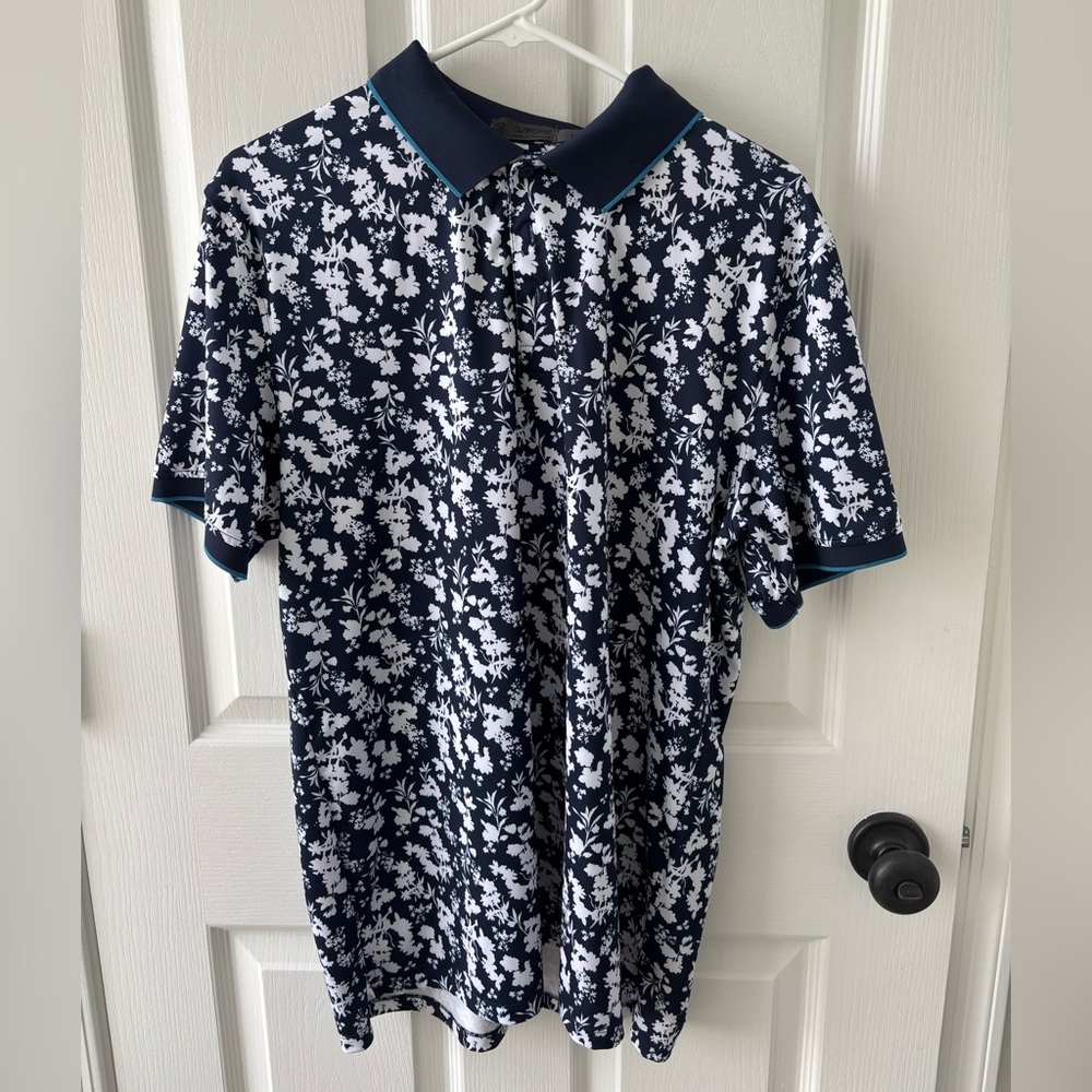 Men's Navy White Floral Polo Shirt